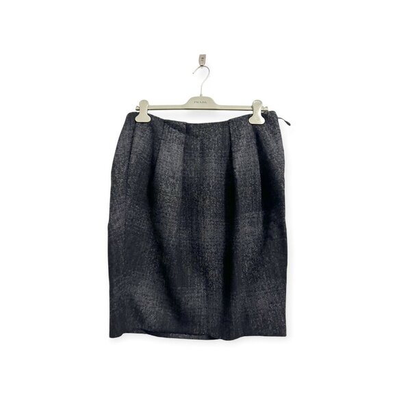 Prada FW2009 Gray Plaid Wool Pencil Skirt IT 46 Made in Italy - Picture 2 of 10